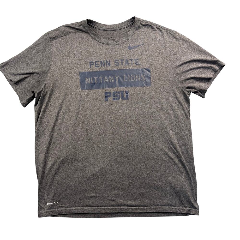 Penn State Nike T-Shirt Men's XXL Athletic Cut Dri Fit Heather Gray PSU Lions T